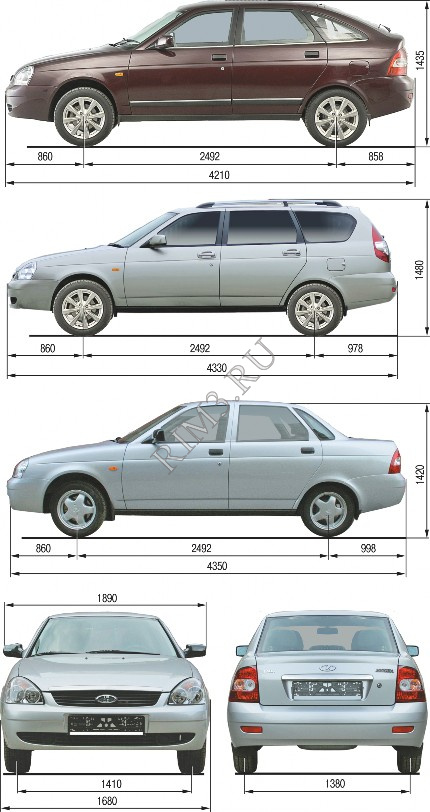 Лада Приора Габариты